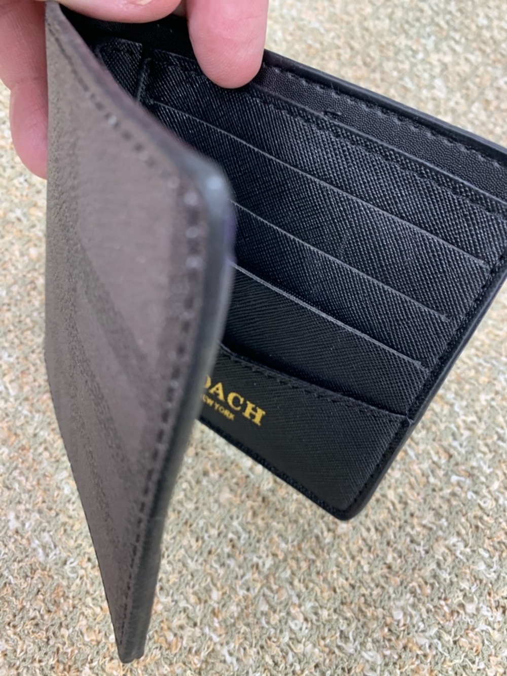 Coach Men's Black Plaid Bi-Fold Wallet - Picture 2 of 7